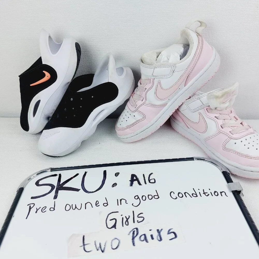 Set Of 2 Nike Girl's Multicolor Dunk Slip-On Casual Sneaker Clogs Size US 11